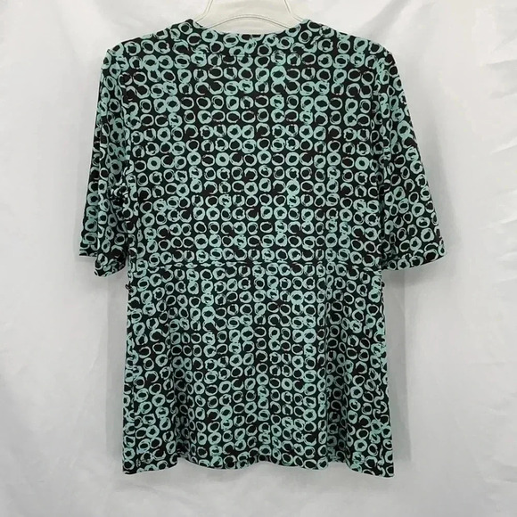 Apt 9 Short Sleeve Top Medium Blue Brown Patterned V-neck - Picture 7 of 9